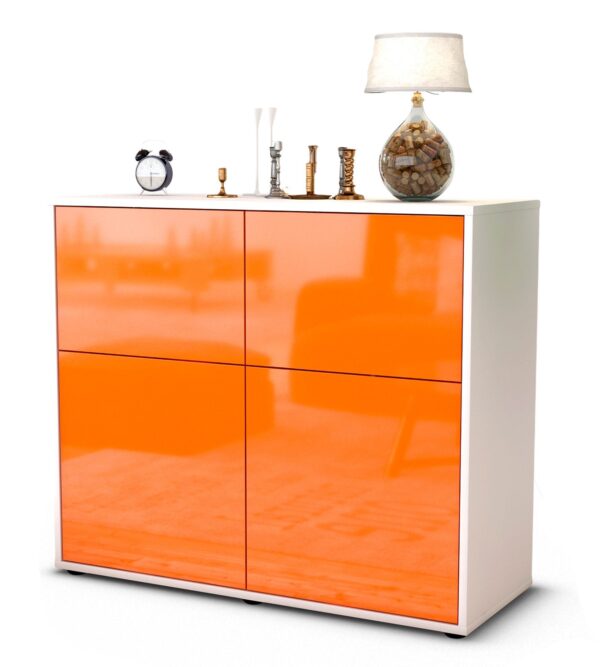 Sideboard Calliope | Korpus Weiß | Front in Hochglanz Orange | 92x79x35cm (BxHxT)