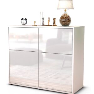 Sideboard Calliope | Korpus Weiß | Front in Hochglanz Weiß | 92x79x35cm (BxHxT)