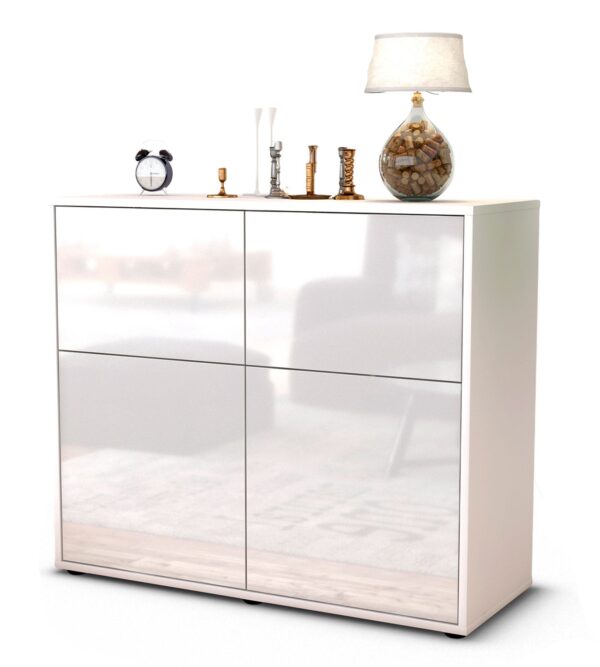 Sideboard Calliope | Korpus Weiß | Front in Hochglanz Weiß | 92x79x35cm (BxHxT)