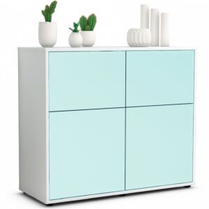 Sideboard Calliope | Korpus Weiß | Front in Mint | 92x79x35cm (BxHxT)