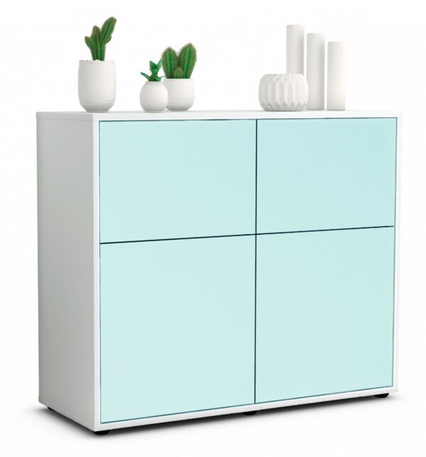 Sideboard Calliope | Korpus Weiß | Front in Mint | 92x79x35cm (BxHxT)