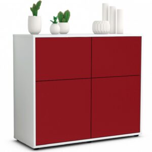 Sideboard Calliope | Korpus Weiß | Front in Bordeaux | 92x79x35cm (BxHxT)