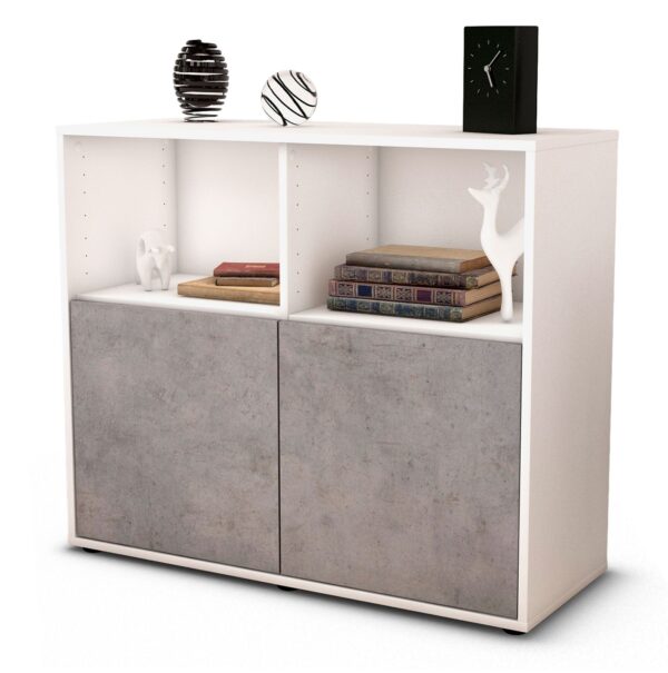 Sideboard Camilla | Korpus Weiß | Front in Beton Optik | 92x79x35cm (BxHxT)
