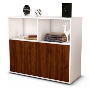 Sideboard Camilla | Korpus Weiß | Front in Walnuss Holz Optik | 92x79x35cm (BxHxT)