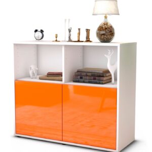 Sideboard Camilla | Korpus Weiß | Front in Hochglanz Orange | 92x79x35cm (BxHxT)