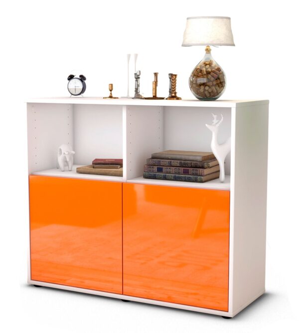 Sideboard Camilla | Korpus Weiß | Front in Hochglanz Orange | 92x79x35cm (BxHxT)