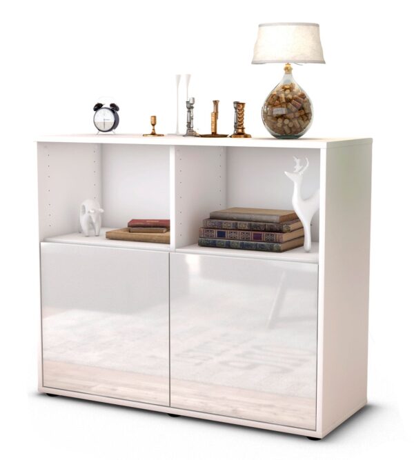 Sideboard Camilla | Korpus Weiß | Front in Hochglanz Weiß | 92x79x35cm (BxHxT)