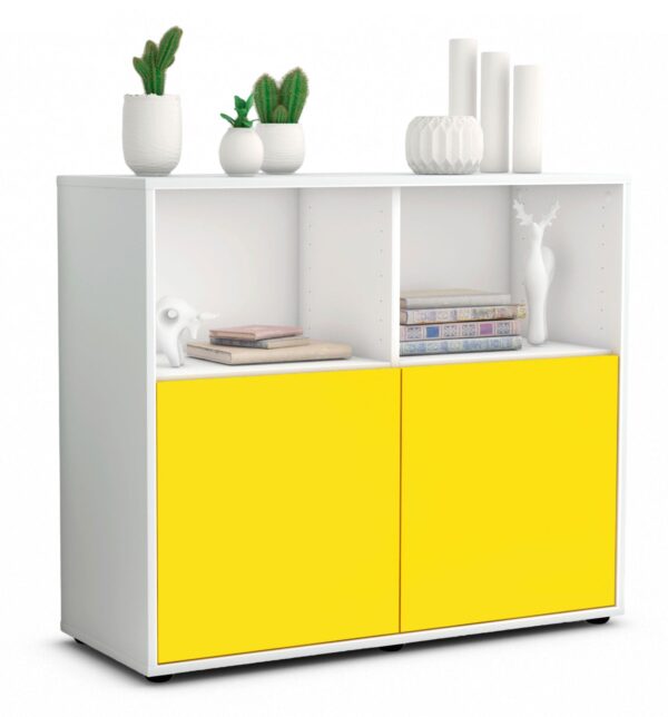 Sideboard Camilla | Korpus Weiß | Front in Gelb | 92x79x35cm (BxHxT)