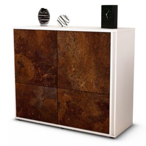 Sideboard Cara | Korpus Weiß | Front in Rost Optik | 92x79x35cm (BxHxT)
