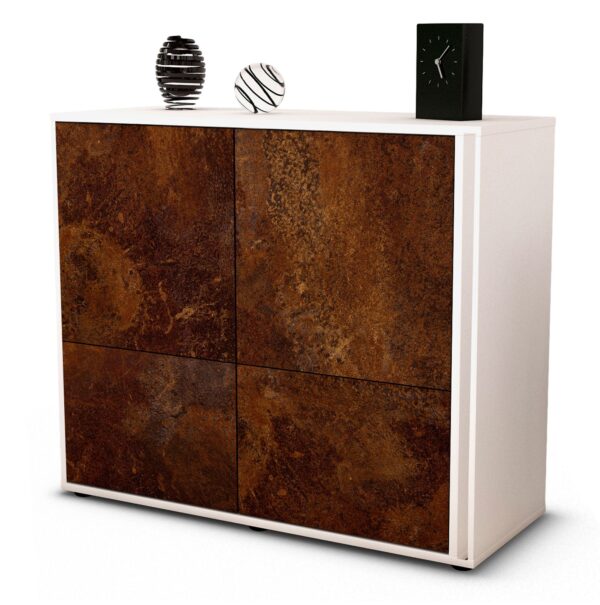 Sideboard Cara | Korpus Weiß | Front in Rost Optik | 92x79x35cm (BxHxT)