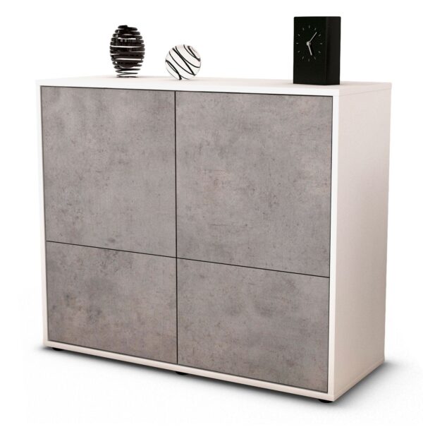 Sideboard Cara | Korpus Weiß | Front in Beton Optik | 92x79x35cm (BxHxT)