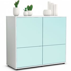 Sideboard Cara | Korpus Weiß | Front in Mint | 92x79x35cm (BxHxT)