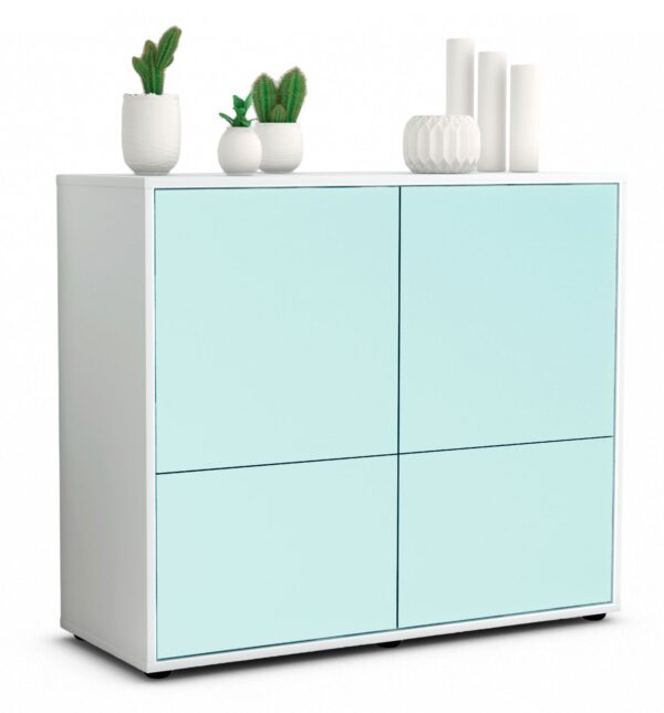 Sideboard Cara | Korpus Weiß | Front in Mint | 92x79x35cm (BxHxT)