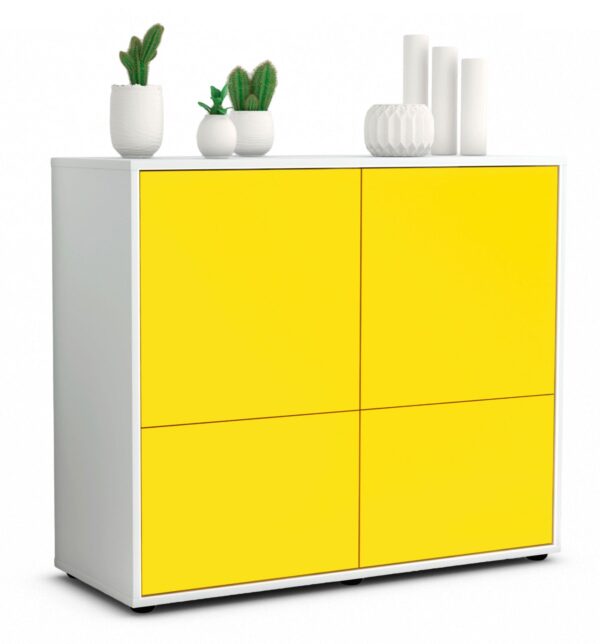 Sideboard Cara | Korpus Weiß | Front in Gelb | 92x79x35cm (BxHxT)