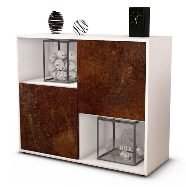 Sideboard Caralina | Korpus Weiß | Front in Rost Optik | 92x79x35cm (BxHxT)