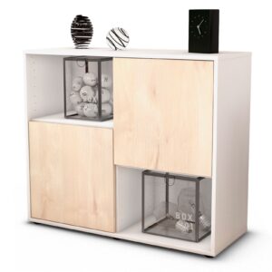Sideboard Caralina | Korpus Weiß | Front in Zeder Holz Optik | 92x79x35cm (BxHxT)