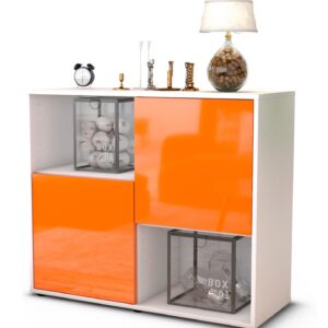 Sideboard Caralina | Korpus Weiß | Front in Hochglanz Orange | 92x79x35cm (BxHxT)