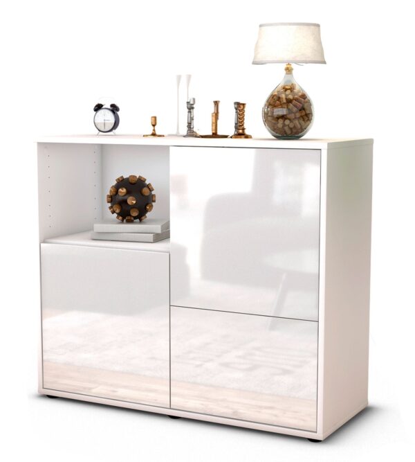 Sideboard Carina | Korpus Weiß | Front in Hochglanz Weiß | 92x79x35cm (BxHxT)