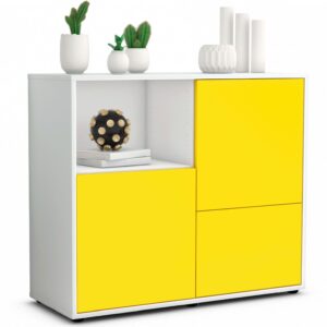 Sideboard Carina | Korpus Weiß | Front in Gelb | 92x79x35cm (BxHxT)