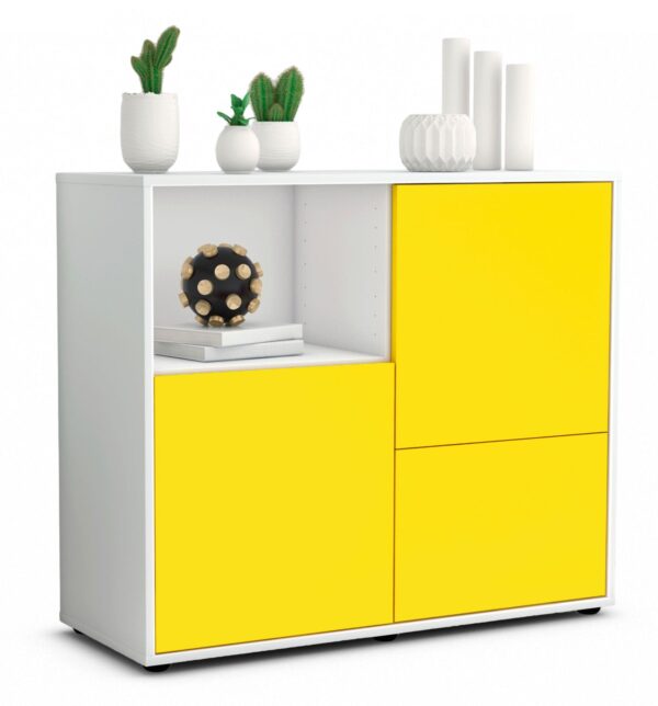 Sideboard Carina | Korpus Weiß | Front in Gelb | 92x79x35cm (BxHxT)