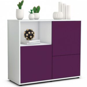 Sideboard Carina | Korpus Weiß | Front in Lila | 92x79x35cm (BxHxT)