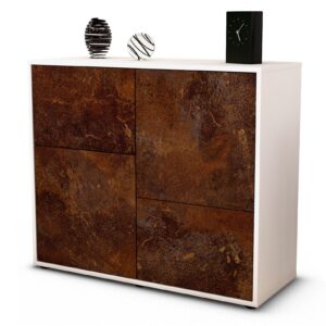 Sideboard Carla | Korpus Weiß | Front in Rost Optik | 92x79x35cm (BxHxT)