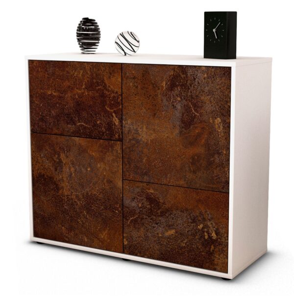 Sideboard Carla | Korpus Weiß | Front in Rost Optik | 92x79x35cm (BxHxT)
