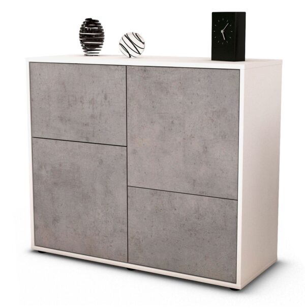 Sideboard Carla | Korpus Weiß | Front in Beton Optik | 92x79x35cm (BxHxT)