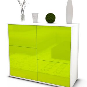 Sideboard Carla | Korpus Weiß | Front in Hochglanz Grün | 92x79x35cm (BxHxT)
