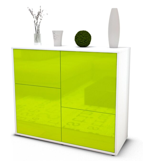Sideboard Carla | Korpus Weiß | Front in Hochglanz Grün | 92x79x35cm (BxHxT)