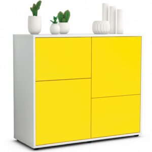 Sideboard Carla | Korpus Weiß | Front in Gelb | 92x79x35cm (BxHxT)