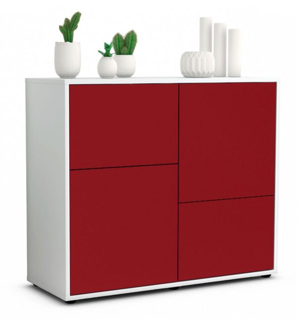 Sideboard Carla | Korpus Weiß | Front in Bordeaux | 92x79x35cm (BxHxT)