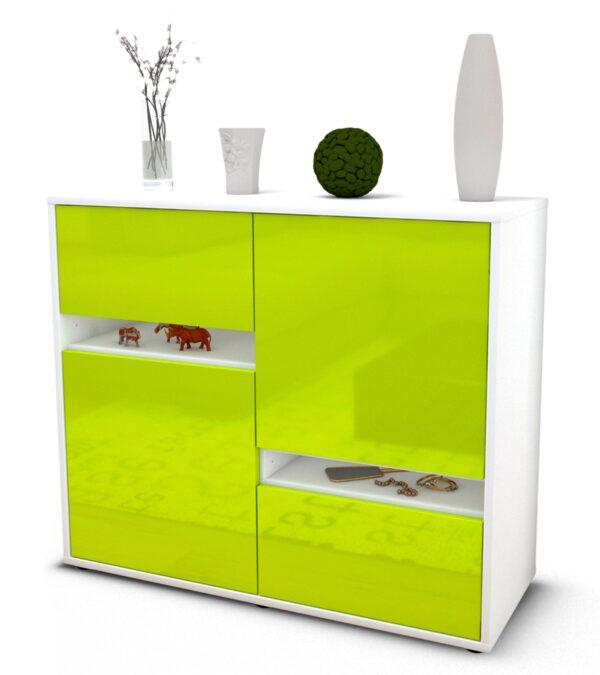 Sideboard Carlotta | Korpus Weiß | Front in Hochglanz Grün | 92x79x35cm (BxHxT)