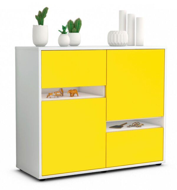 Sideboard Carlotta | Korpus Weiß | Front in Gelb | 92x79x35cm (BxHxT)