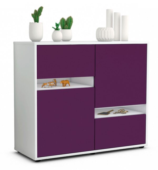 Sideboard Carlotta | Korpus Weiß | Front in Lila | 92x79x35cm (BxHxT)
