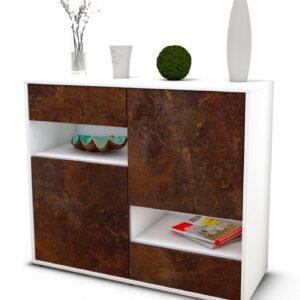 Sideboard Carmelina | Korpus Weiß | Front in Rost Optik | 92x79x35cm (BxHxT)