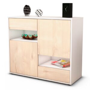 Sideboard Carmelina | Korpus Weiß | Front in Zeder Holz Optik | 92x79x35cm (BxHxT)