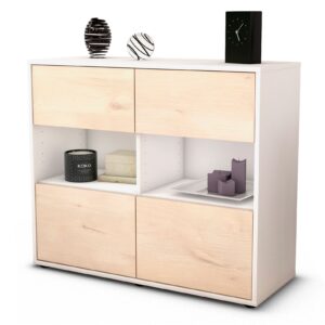 Sideboard Carmen | Korpus Weiß | Front in Zeder Holz Optik | 92x79x35cm (BxHxT)