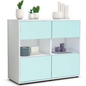 Sideboard Carmen | Korpus Weiß | Front in Mint | 92x79x35cm (BxHxT)