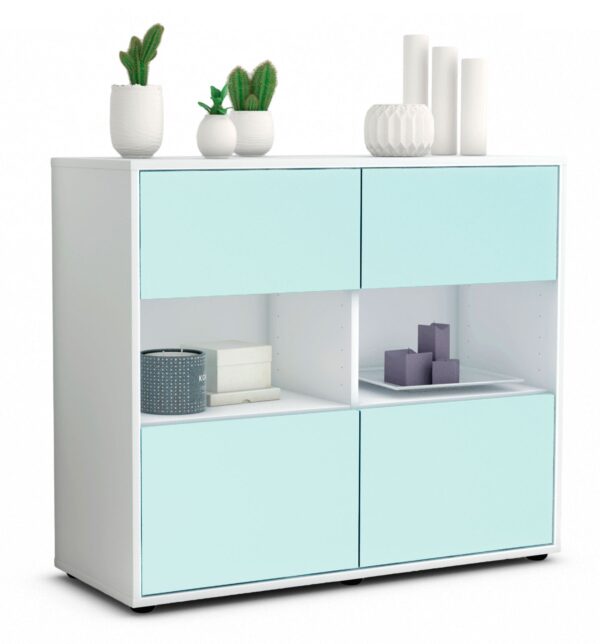 Sideboard Carmen | Korpus Weiß | Front in Mint | 92x79x35cm (BxHxT)