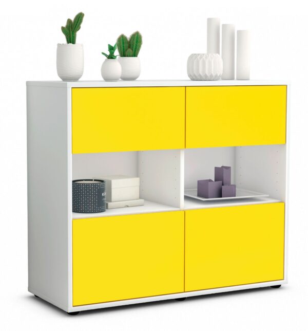 Sideboard Carmen | Korpus Weiß | Front in Gelb | 92x79x35cm (BxHxT)