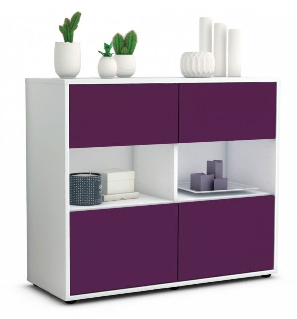 Sideboard Carmen | Korpus Weiß | Front in Lila | 92x79x35cm (BxHxT)
