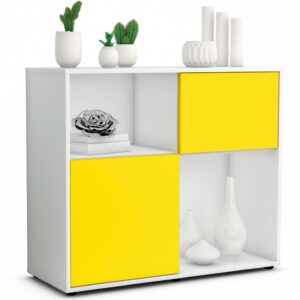 Sideboard Carola | Korpus Weiß | Front in Gelb | 92x79x35cm (BxHxT)