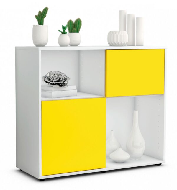 Sideboard Carola | Korpus Weiß | Front in Gelb | 92x79x35cm (BxHxT)