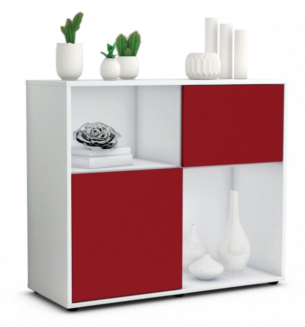 Sideboard Carola | Korpus Weiß | Front in Bordeaux | 92x79x35cm (BxHxT)