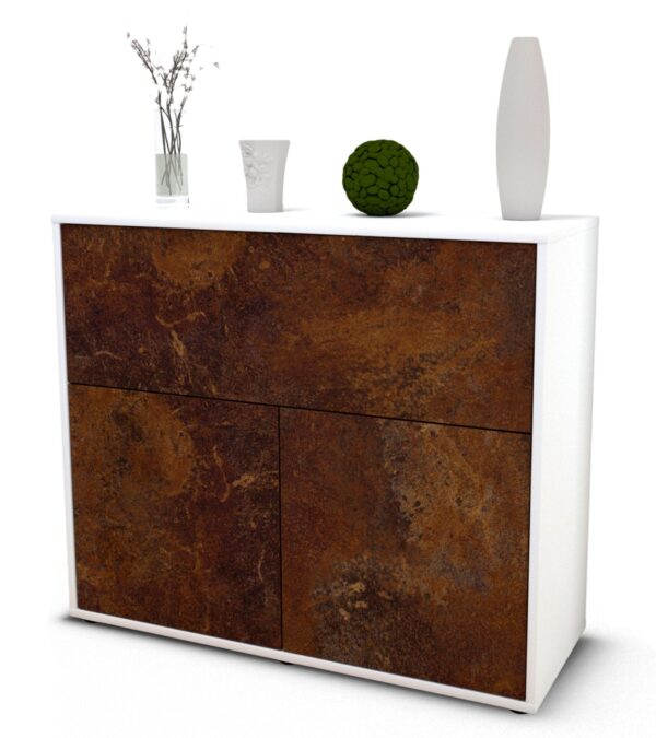 Sideboard Carolin | Korpus Weiß | Front in Rost Optik | 92x79x35cm (BxHxT)
