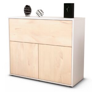 Sideboard Carolin | Korpus Weiß | Front in Zeder Holz Optik | 92x79x35cm (BxHxT)
