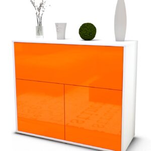 Sideboard Carolin | Korpus Weiß | Front in Hochglanz Orange | 92x79x35cm (BxHxT)