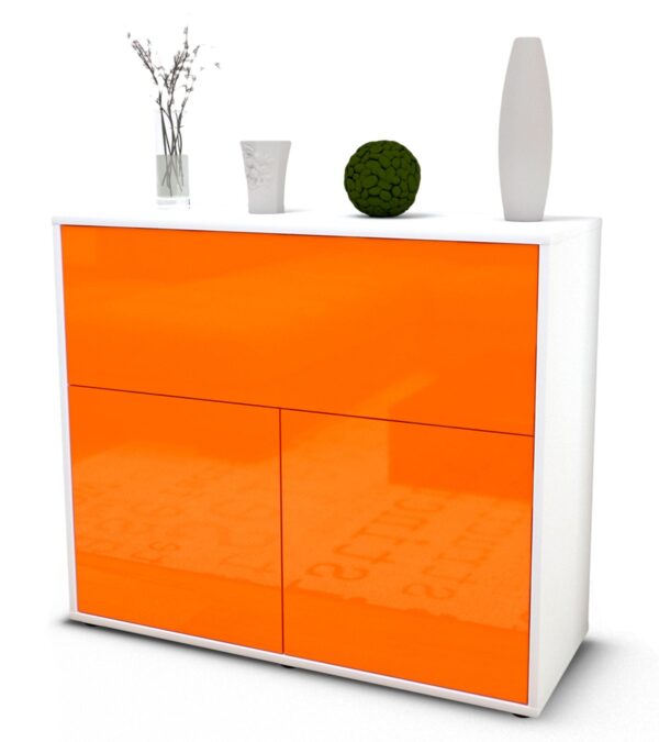 Sideboard Carolin | Korpus Weiß | Front in Hochglanz Orange | 92x79x35cm (BxHxT)