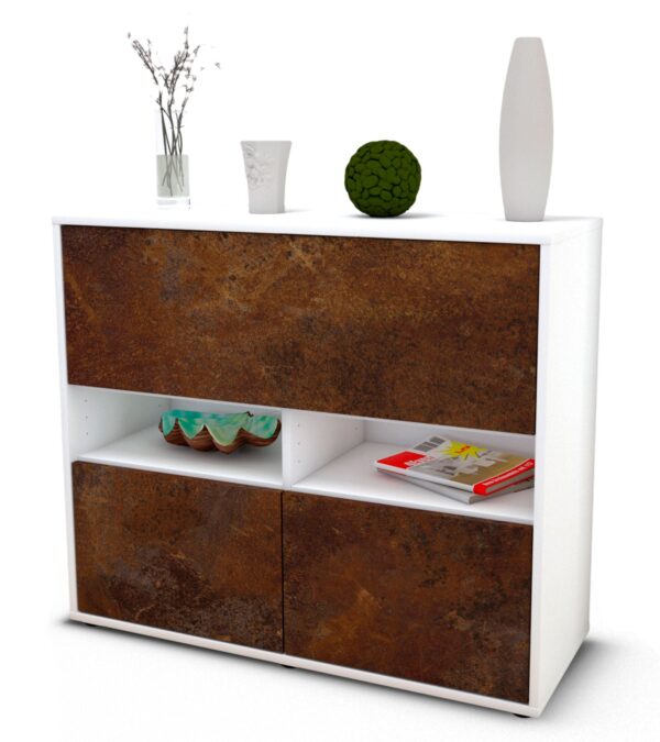 Sideboard Cassandra | Korpus Weiß | Front in Rost Optik | 92x79x35cm (BxHxT)
